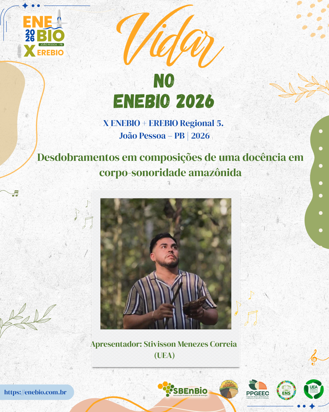 Card da comunicação oral de Stivisson Menezes no X ENEBIO